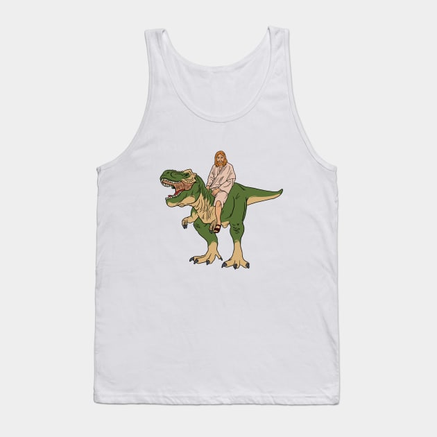 Jesus On Dinosaur Tank Top by dumbshirts